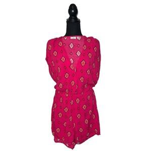 Cato Patterned Romper Hot Pink Elastic Waist Shorts Outfit Diamonds Women’s L